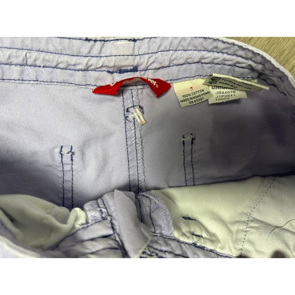 Y2K Light Lavender Cargo Capri Pants Hiking Gorpcore Drawstring Hem 7